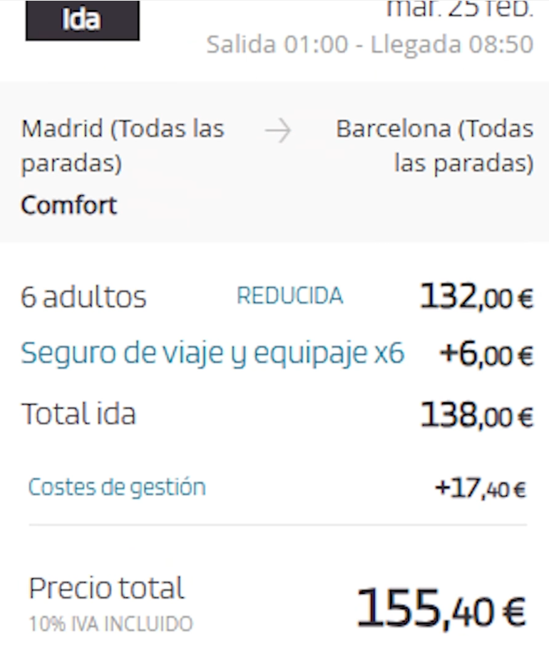 Gastos de gestión de Alsa