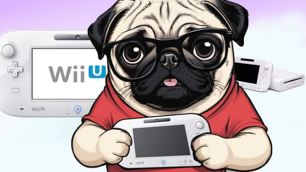 Perrito cucufloros con la Wii U