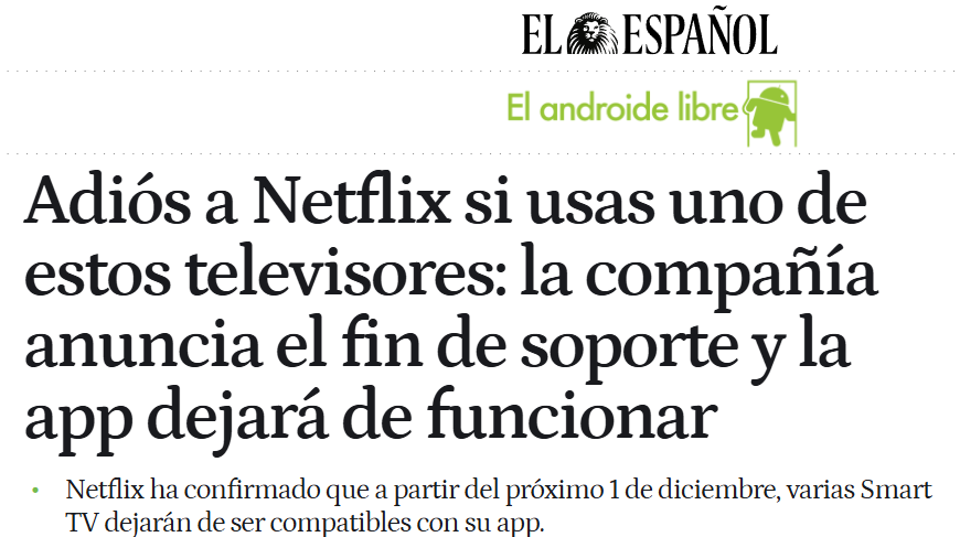 Por qué Netflix ya no se ve en mi televisión