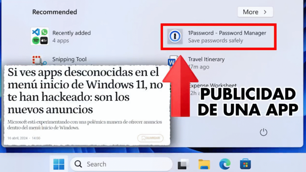 Anuncios en Windows 11