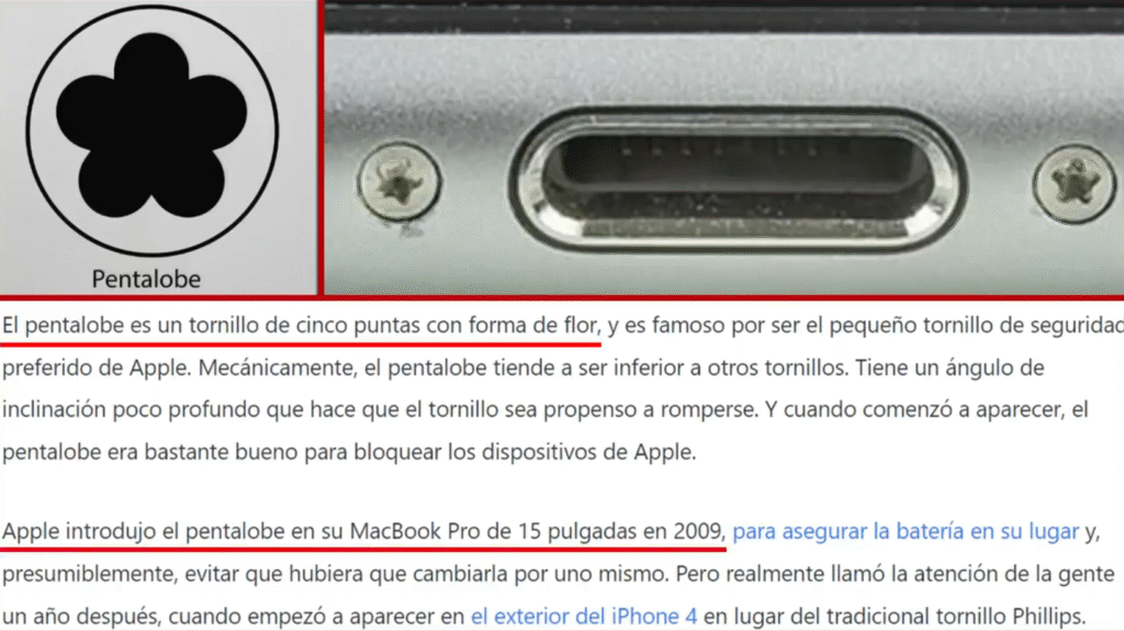 Tornillo exclsuivo de Apple