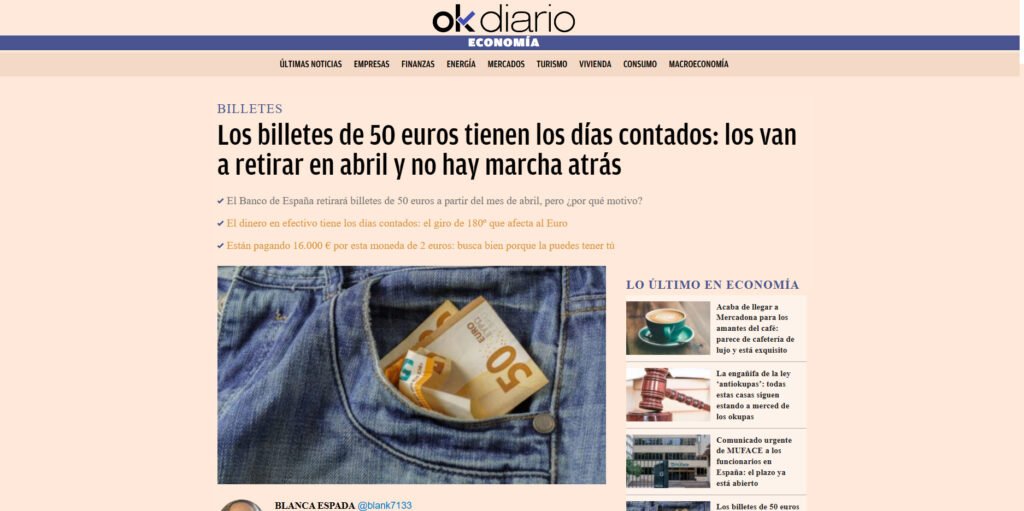 OkDiario Billetes de 50 euros noticia falsa