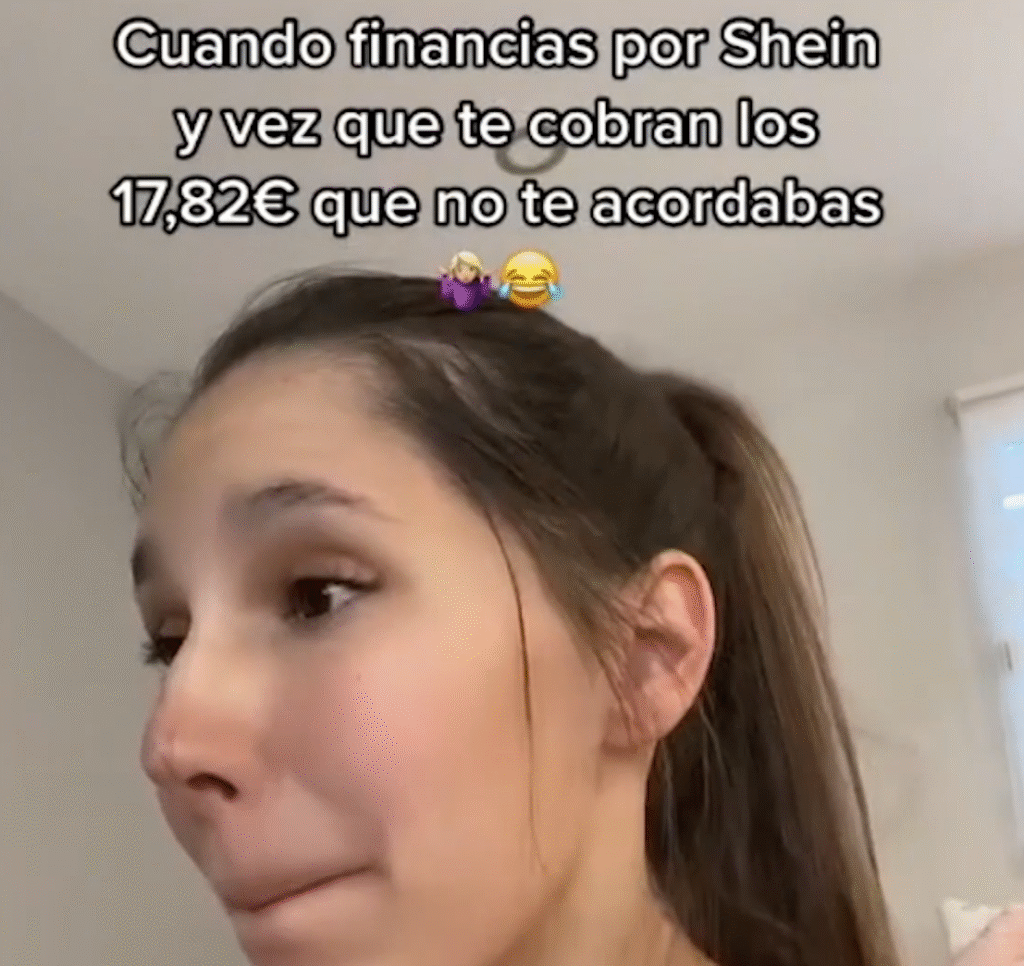 Captura de pantalla de una publicación en TikTok sobre Klarna.