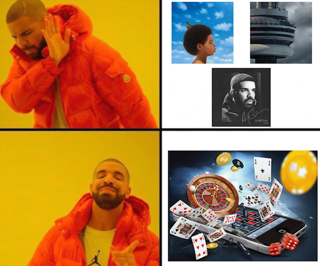 Drake y el gambling online meme