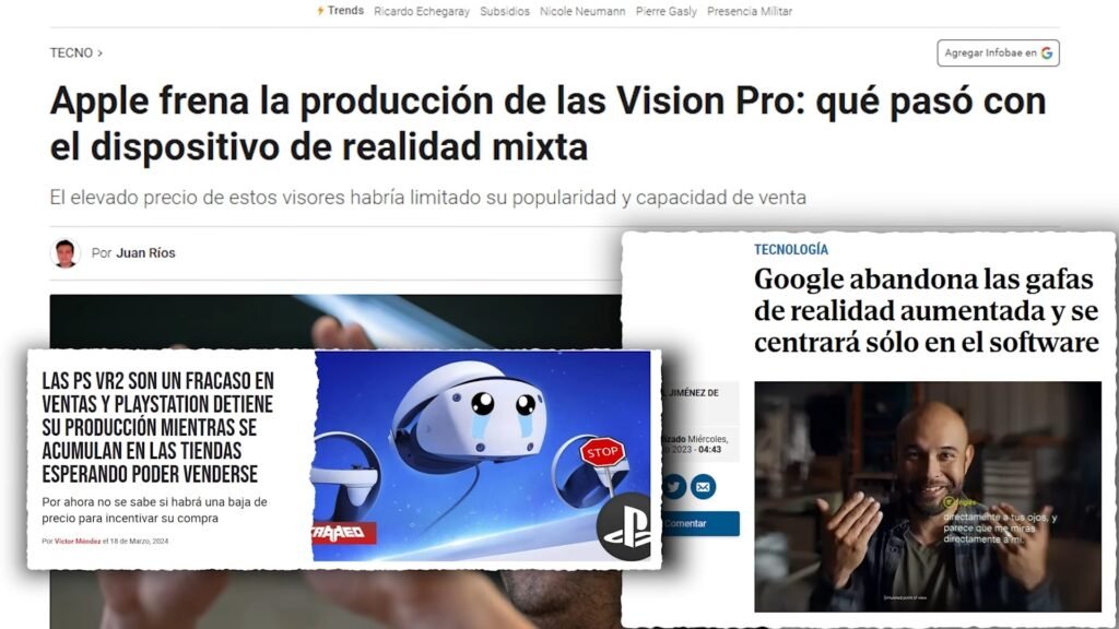 Noticia: Apple frena la producción de las Vision Pro por su elevado precio, y Google abandona sus gafas de realidad aumentada