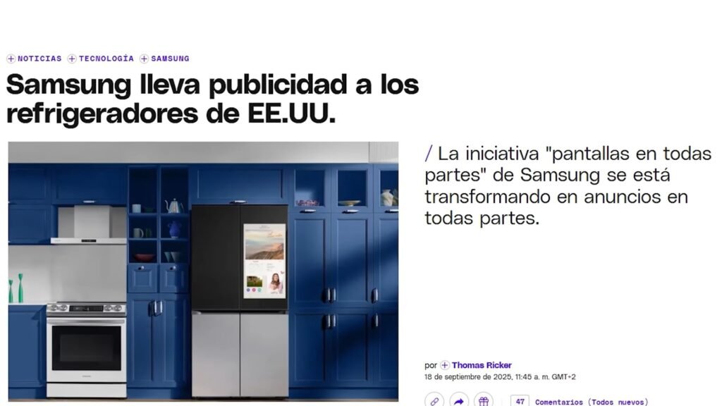 Noticia: Samsung lleva publicidad a los refrigeradores en Estados Unidos